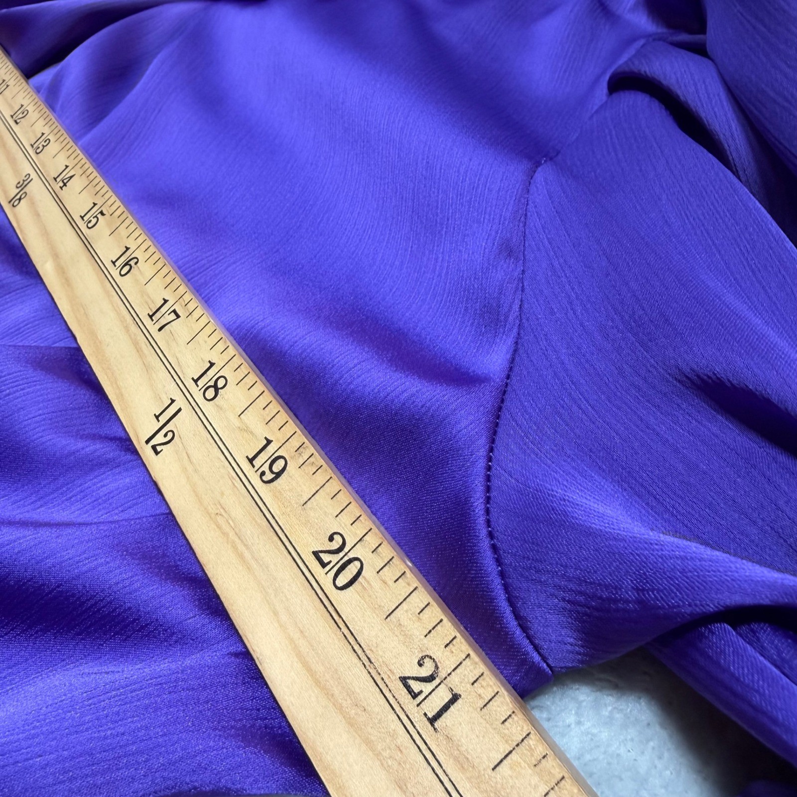 Vintage Purple Cowl Neck Blouse 80s Puff Shoulder Power Dressing Dark Office