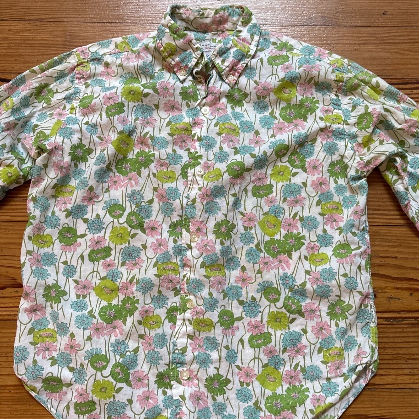 Gant Shirtmakers Floral Button Down Women Pink Green Oxford Voile Yale SIZE S