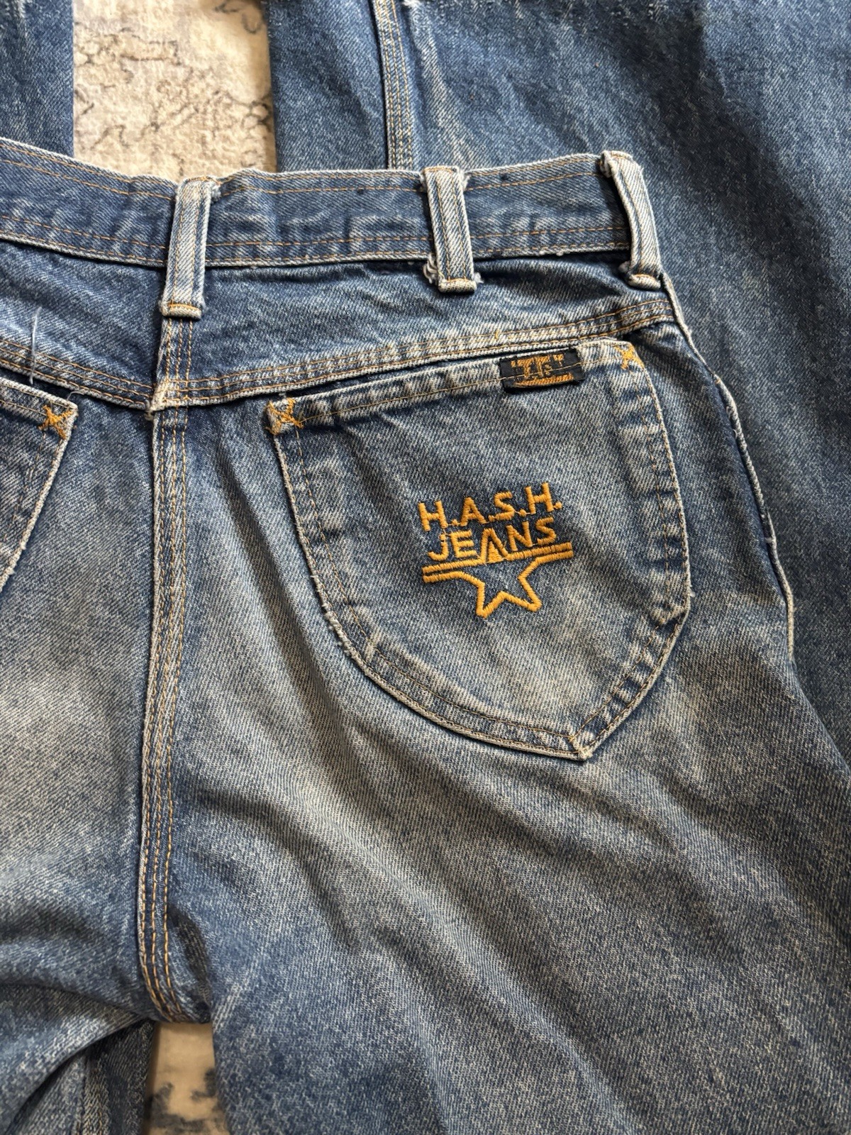 H.A.S.H. Jeans Vintage 28×34 70s Embroidered High Waist Wide Leg Denim Jeans