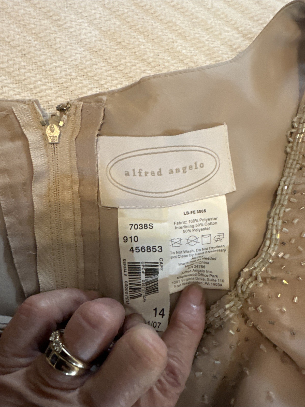 Vtg Taupe Formal Beaded Dress W/Sheer Jacket Sz 14 MOB Cruise Wedding