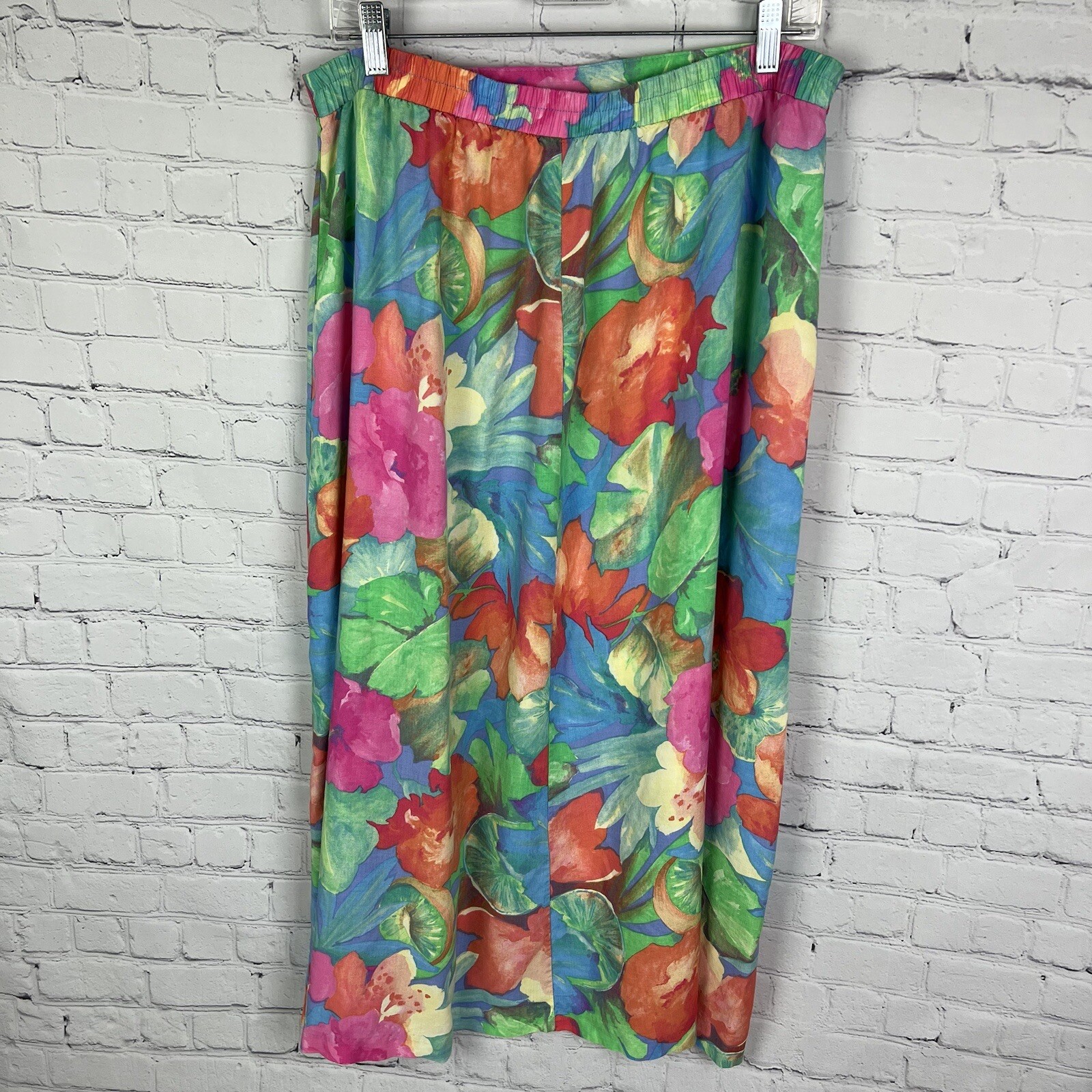 Vintage Sea Suns Watercolor Floral Tropical Beach Button Maxi Skirt & Top Set XL