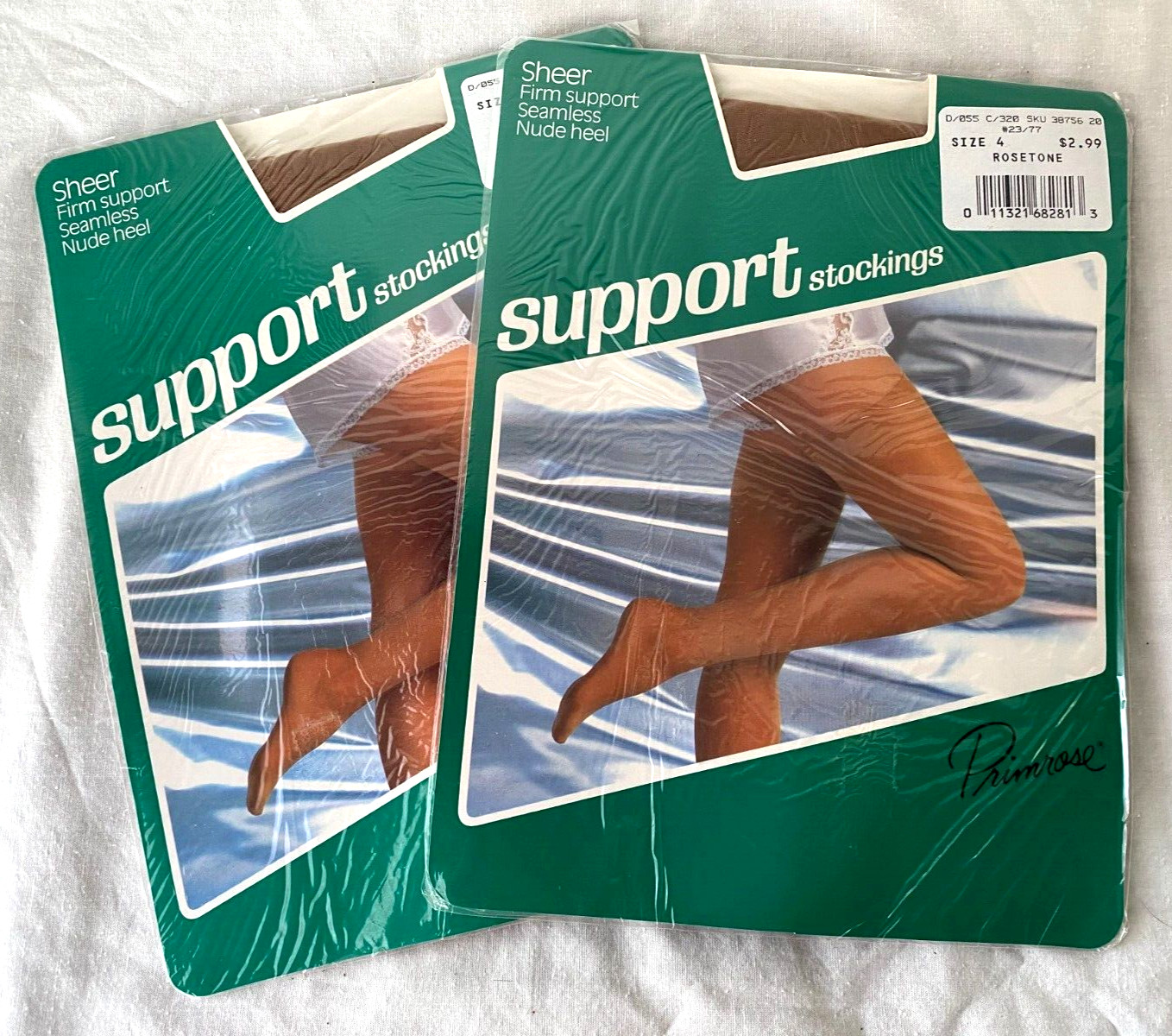 VTG 2PR..PRIMROSE..ROSETONE..THIGH HIGH..SUPPORT..STOCKINGS (11-11.5 LONG)..NIP