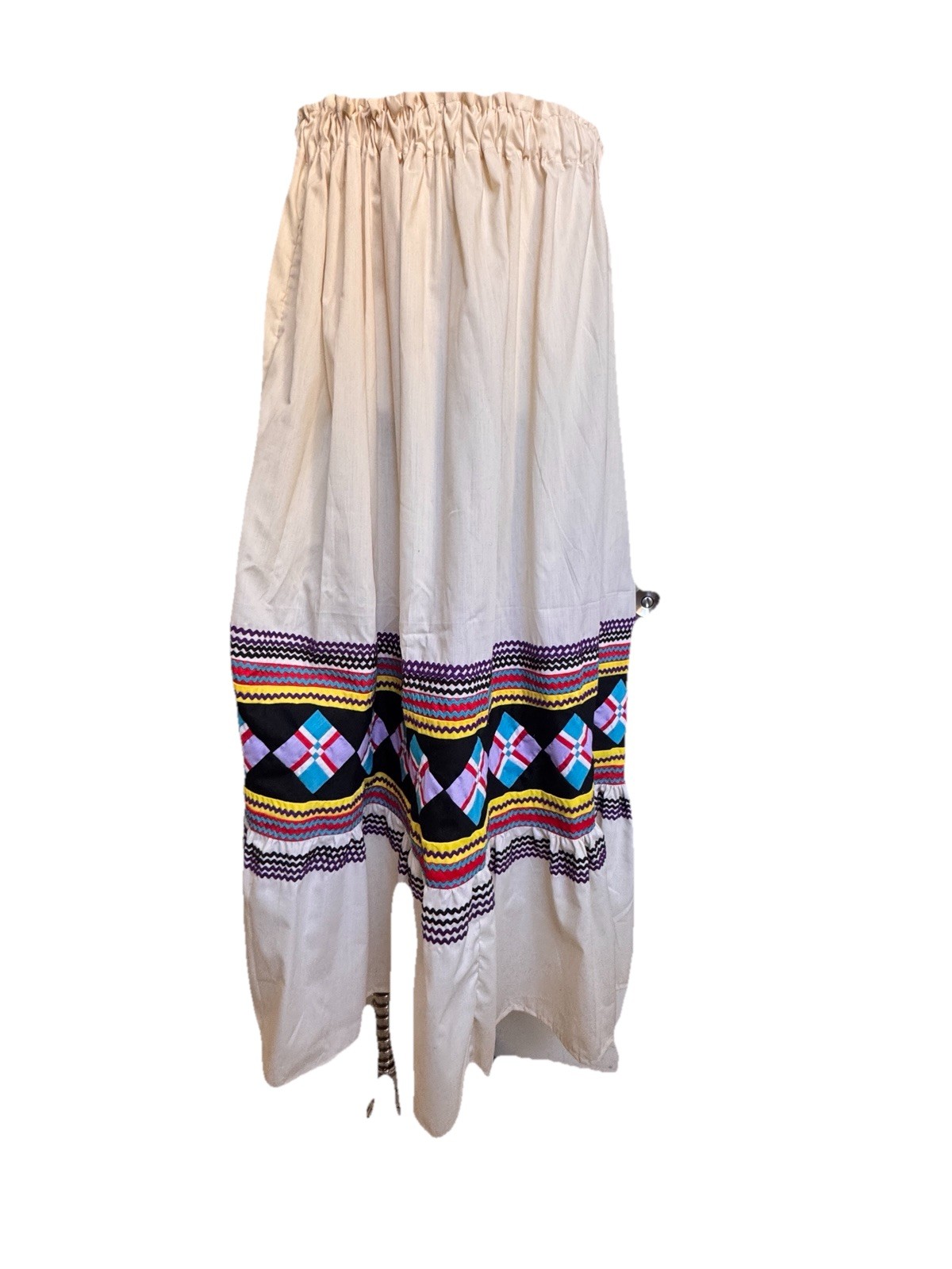 VINTAGE SEMINOLE RIC RAK HANDMADE WHITE MULTICOLOR MAXI SKIRT