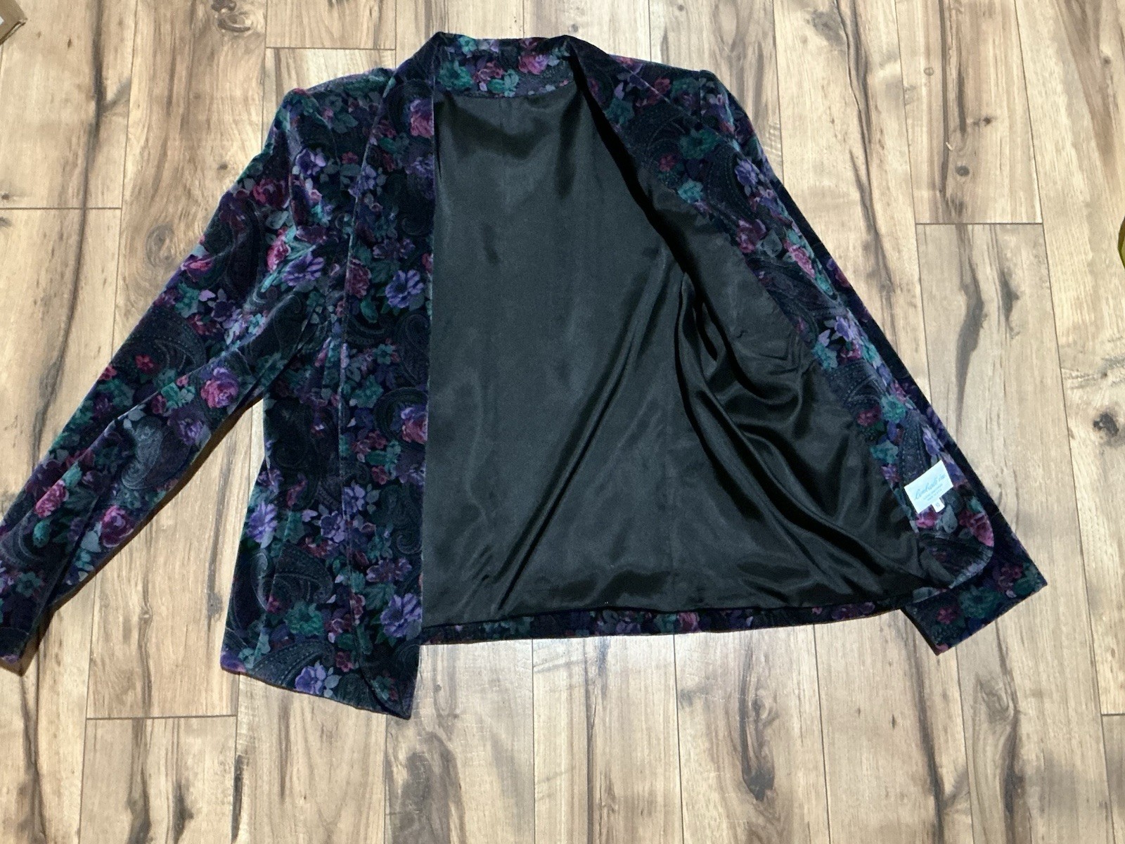 Vintage Lombardi Inc Floral Velvet Blazer Womens 10 USA Made Paisley Jacket