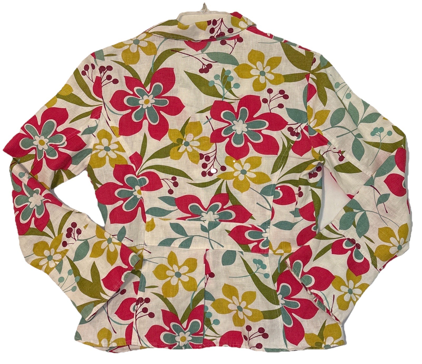 Vintage Gotcha Covered Floral Linen? Jacket Blazer Sz M No Tag Tropical Colorful