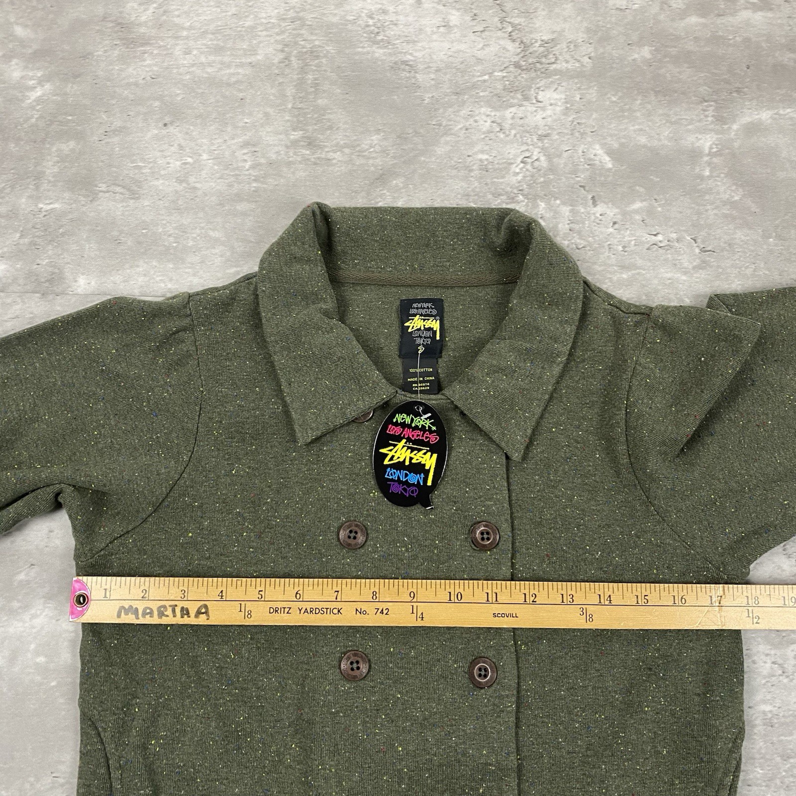 vintage STUSSY shirt button up short sleeve sweatshirt jacket S y2k 2000s skate