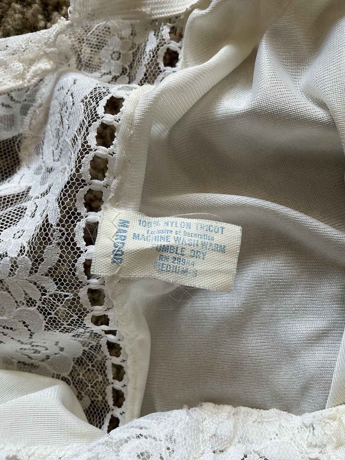 Vintage Mardor White Sz Medium 6 Nylon Tricot Lace Trim Slip GUC