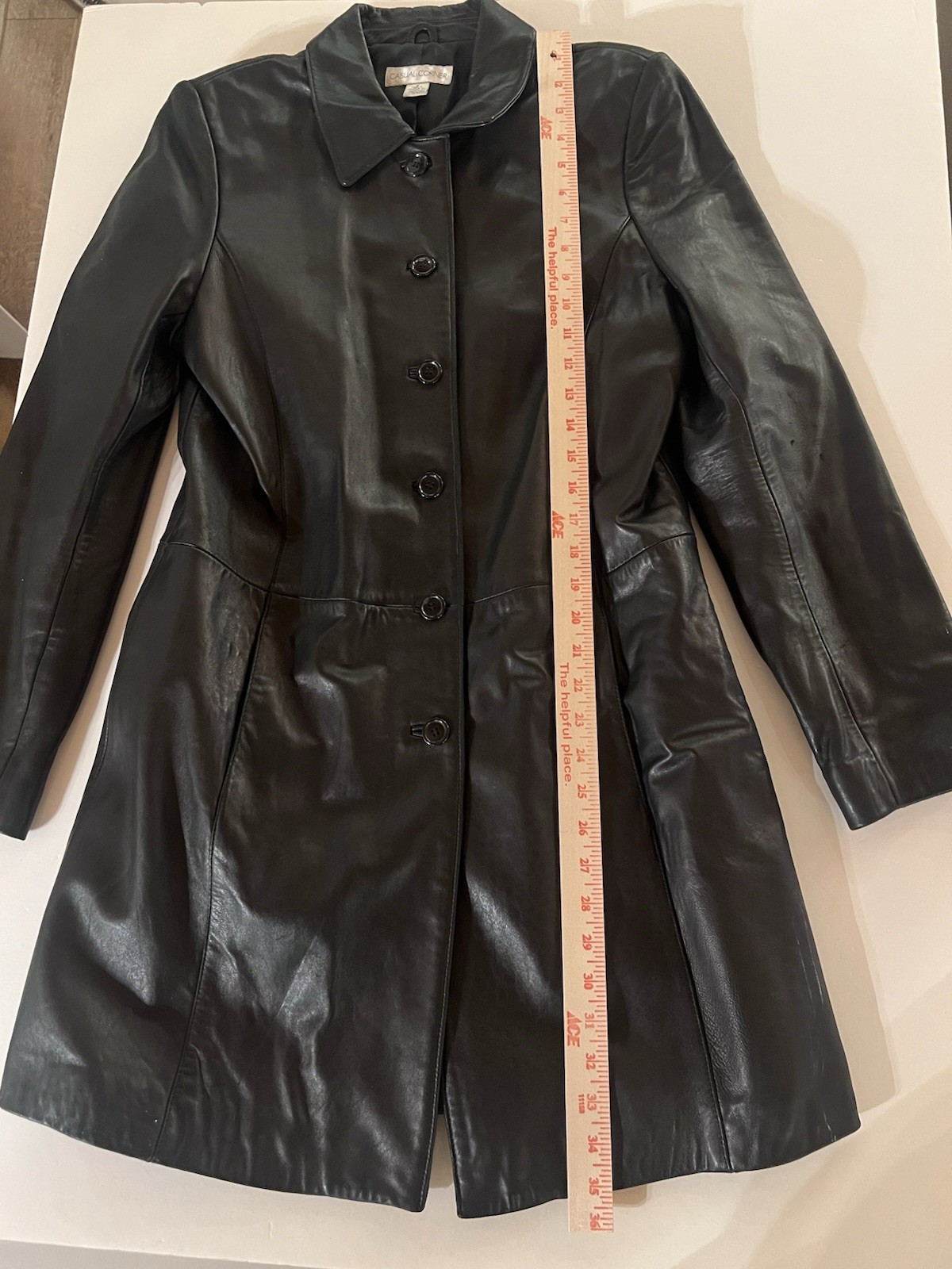 Vintage 80s Casual Corner GORGEOUS black leather car coat M retro streetwear