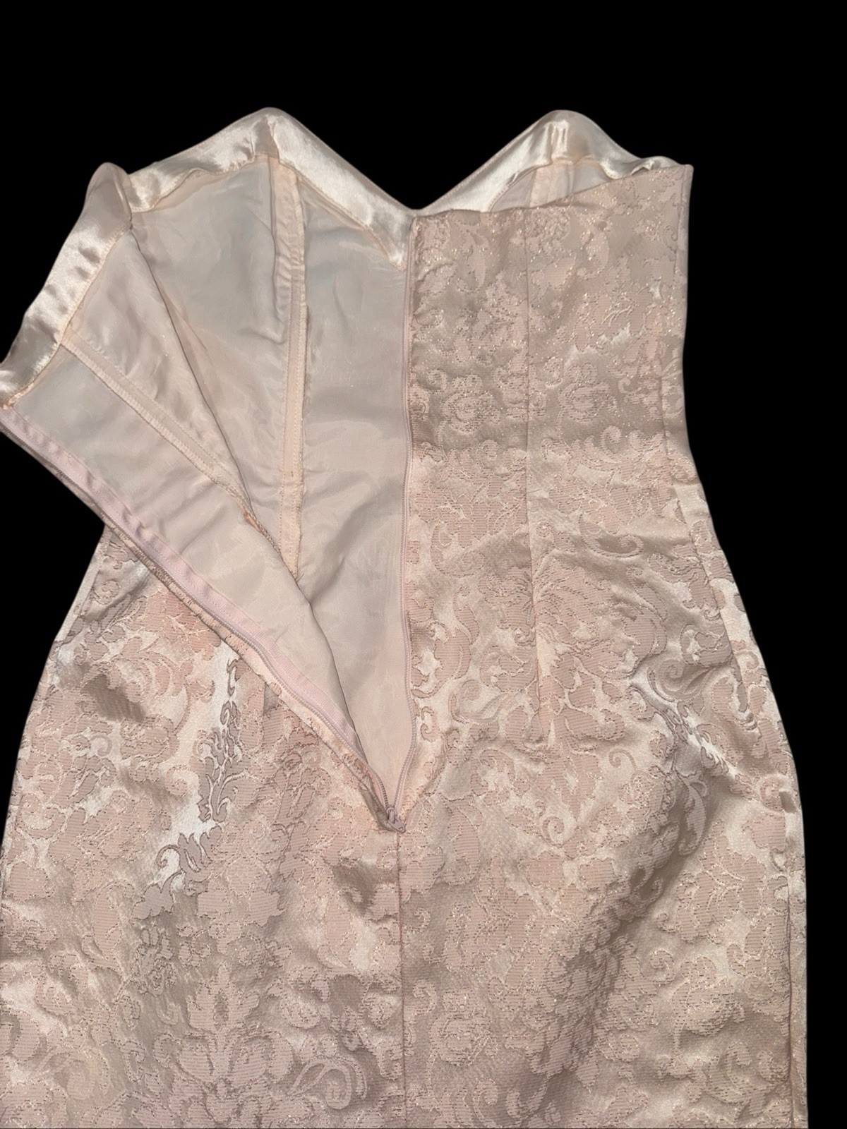 Jessica McClintock Gunne Sax Strapless Jacquard Brocade Cocktail Dress Pink 7/8