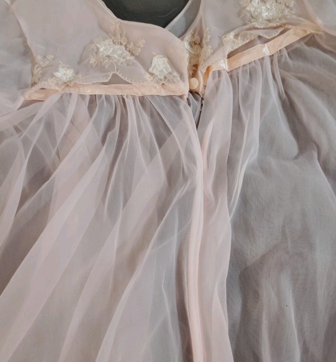 Vintage 60’s Pink Lisette Lingerie Sheer Nightgown and Robe Al Sterling Size…