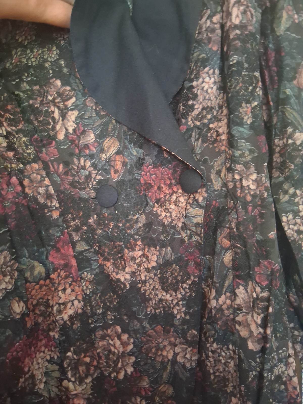Vintage 80s Wrapper USA Dark Floral Two Button Blazer Size Small