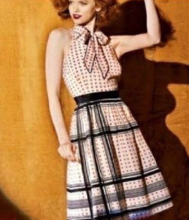 Vintage Anthropologie Maeve Star Turn Dress 4 6 S 2007 Tie Neck Sold Out Rare