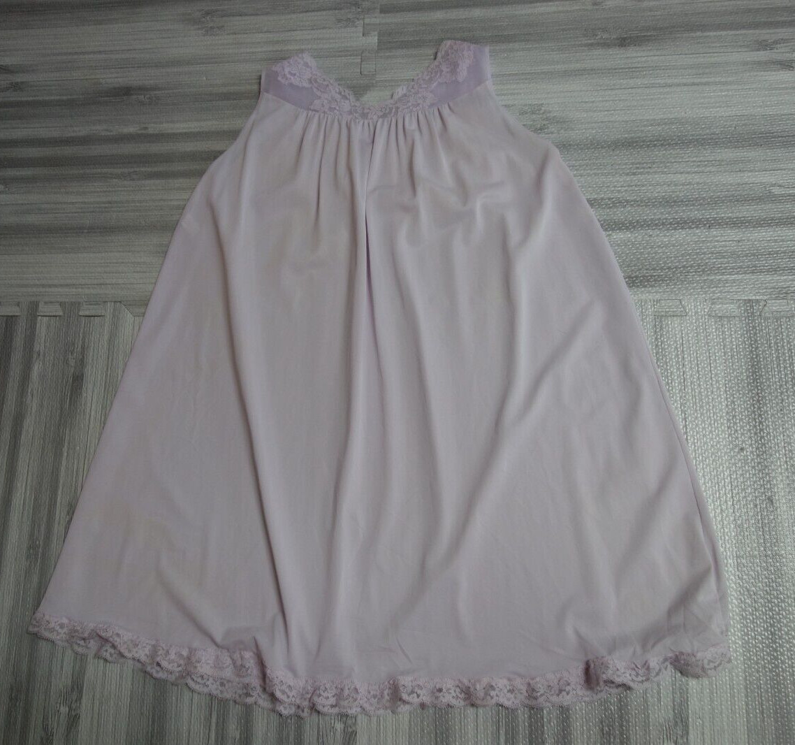 Vintage Shadowline Nylon Silky Feel Nightie Lilac Altered Size Small *Altered
