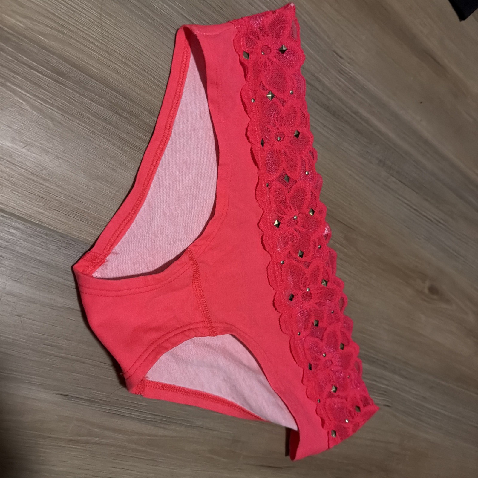 Vintage PINK Victoria’s Secret Panties Extra Low Rise Hipster 2014 Lace Bling S