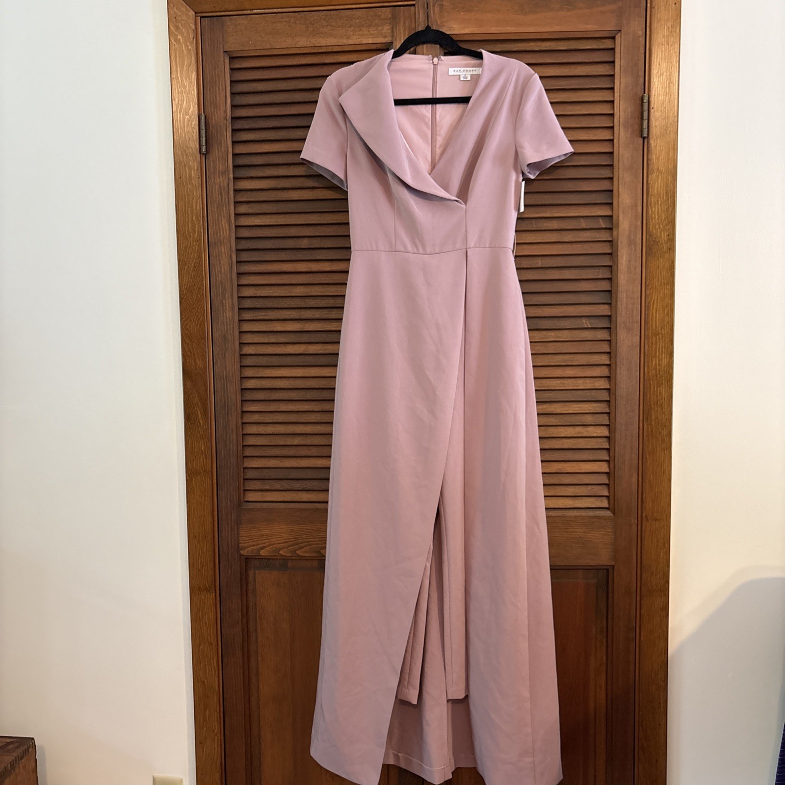 Kay Unger Walk Thru cap sleeve mauve rose dress pant jumpsuit size 2 NWT