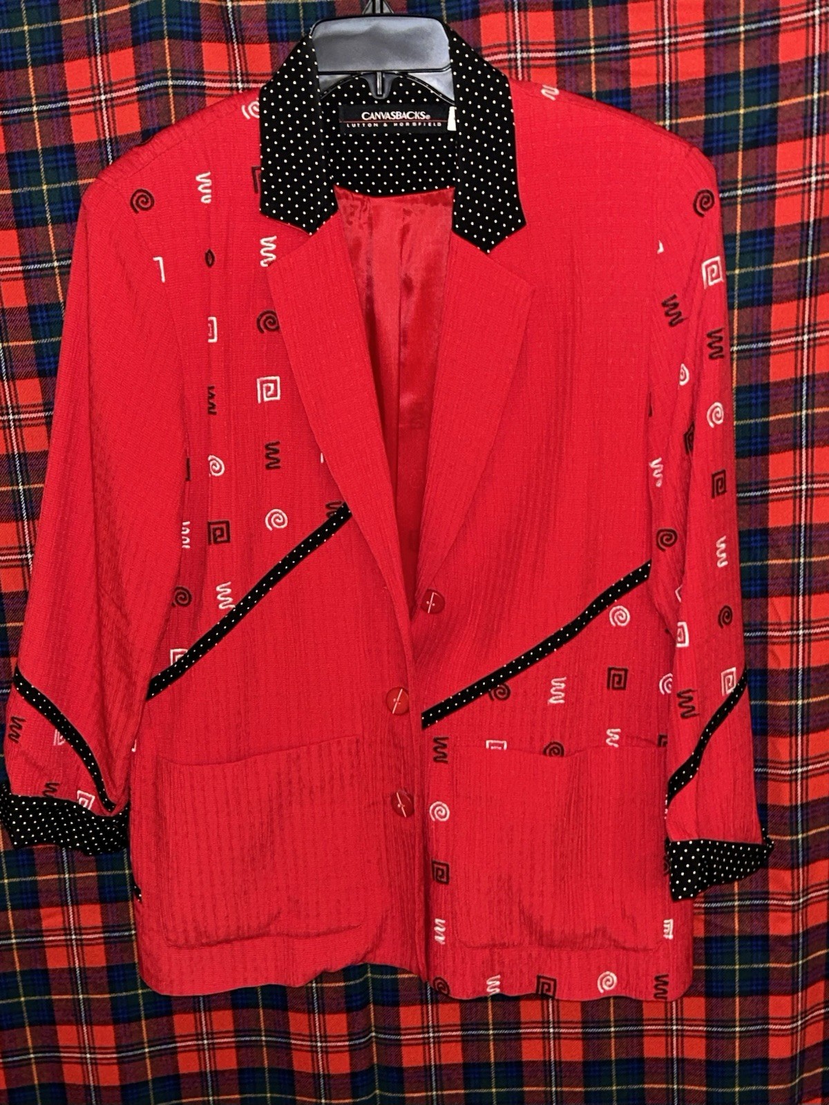 Vintage Canvasbacks Red Blue Trim Accents Blazer Women’s Size 6