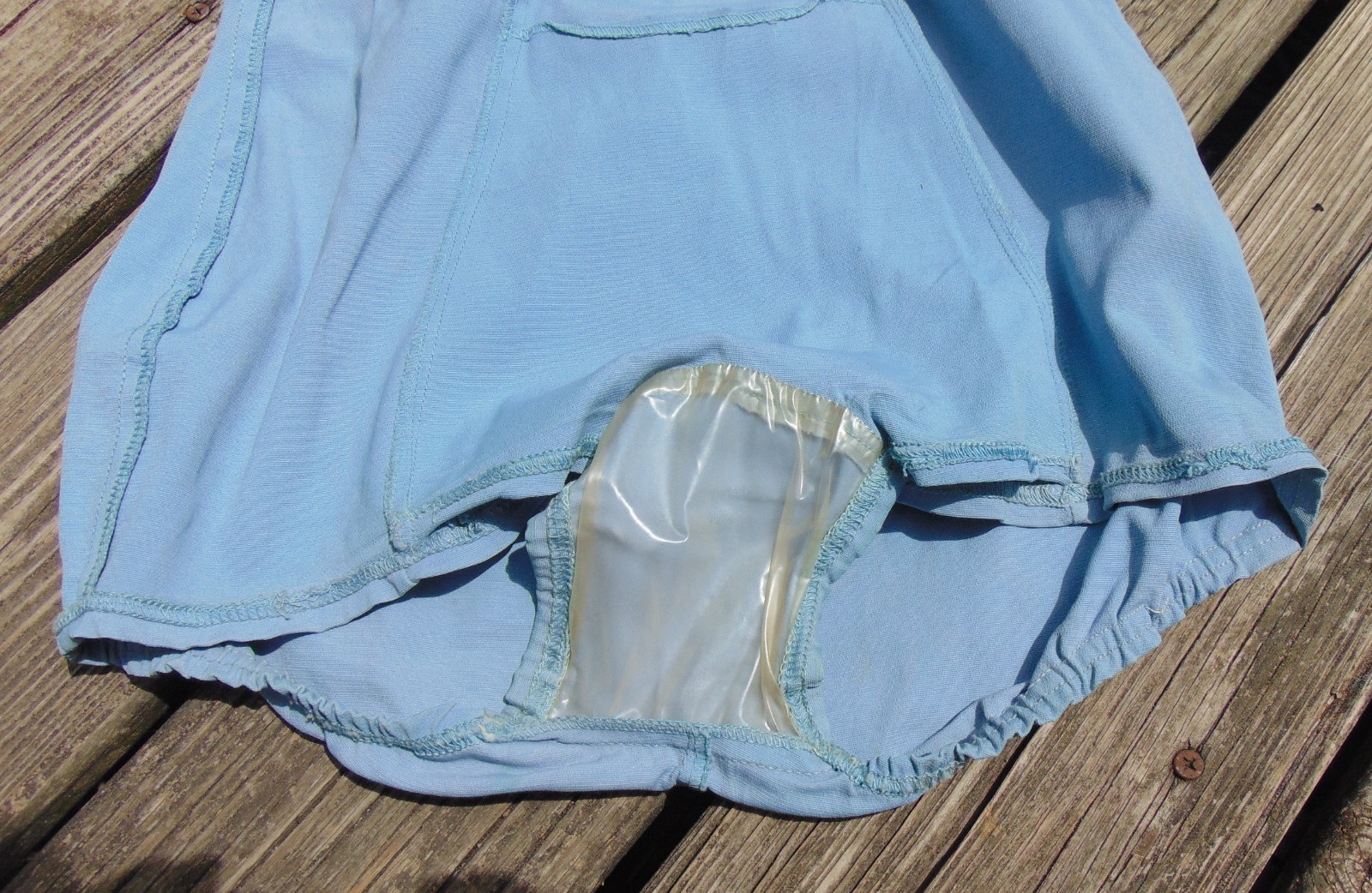 VTG 1940s Styled by Nanina Baby Blue Ruched Halter Bathing Suit sz 38