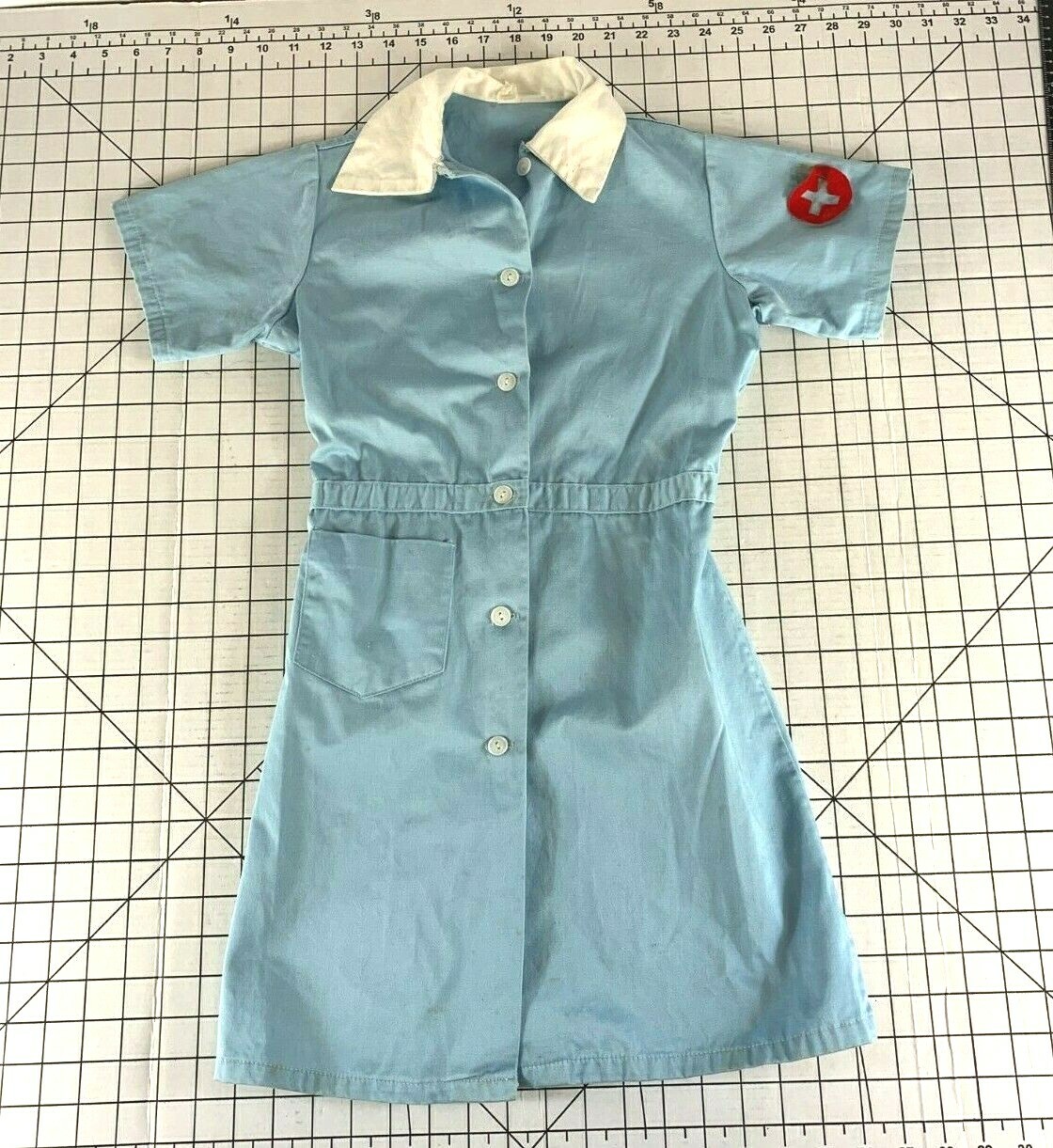 Vintage 50s 60s Nurse Outfit Uniform Medical Hospital Doctor Dress Red Cross Top