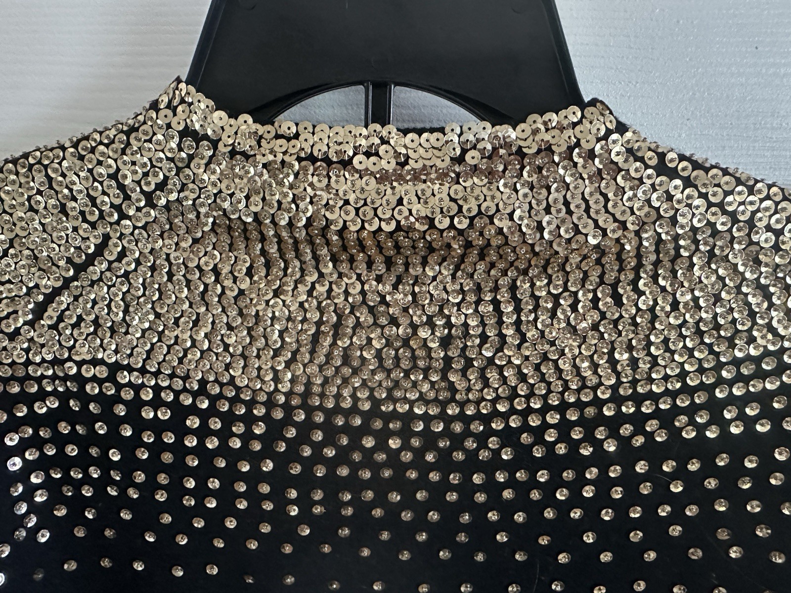 1950’s VINTAGE Black Cashmere/Wool Blend Cardigan with Gold Sequin Accents