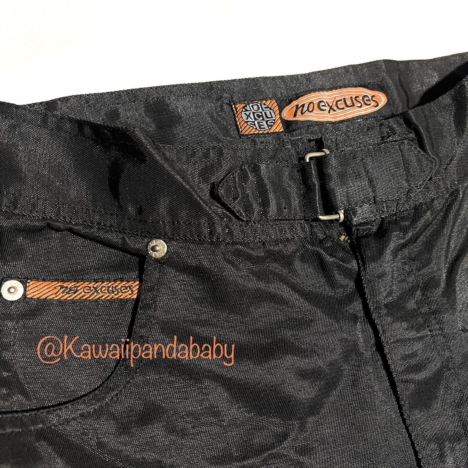 NWT 90s Vintage No Excuses Black Shiny Silky High Waisted Y2K Pants Size 11/12
