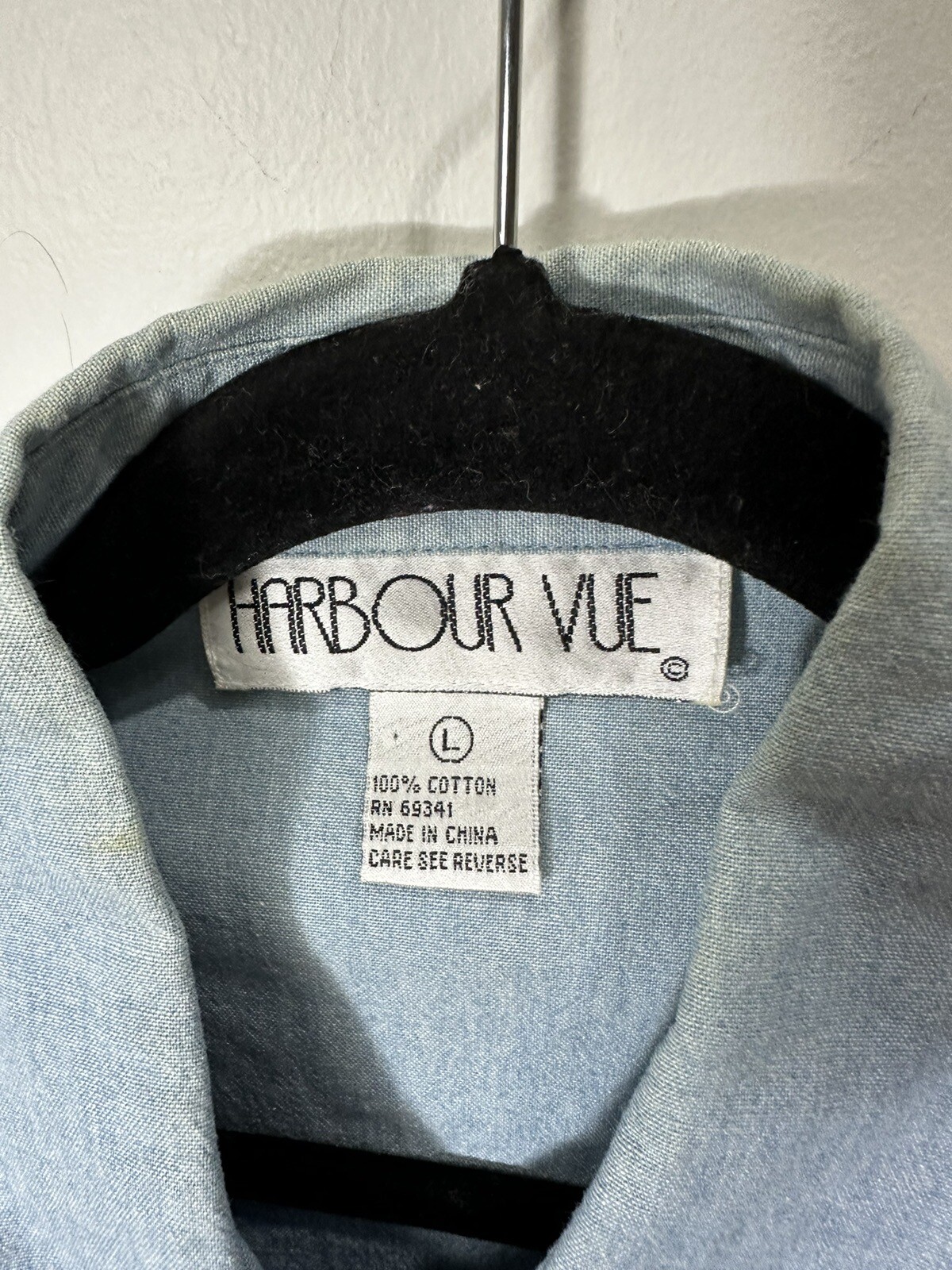 Funky 80s Vested Denim Shirt Large Harbour View Costume