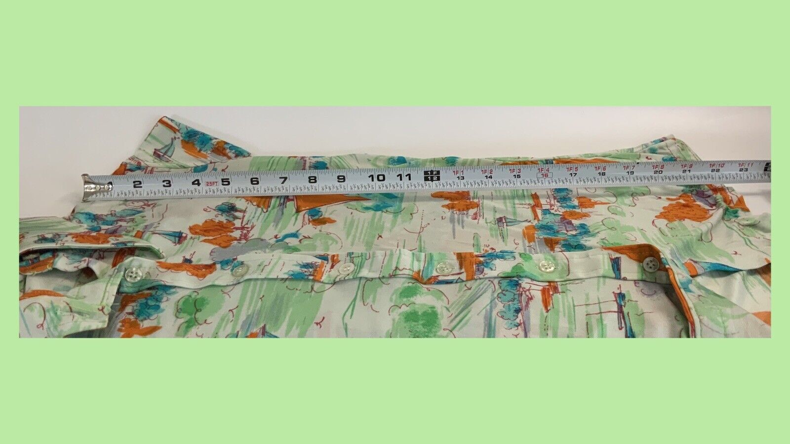 Vtg 1960-70s Nylon Long Sleeve Button Up Blouse W/Sailboats & Scenery – Small