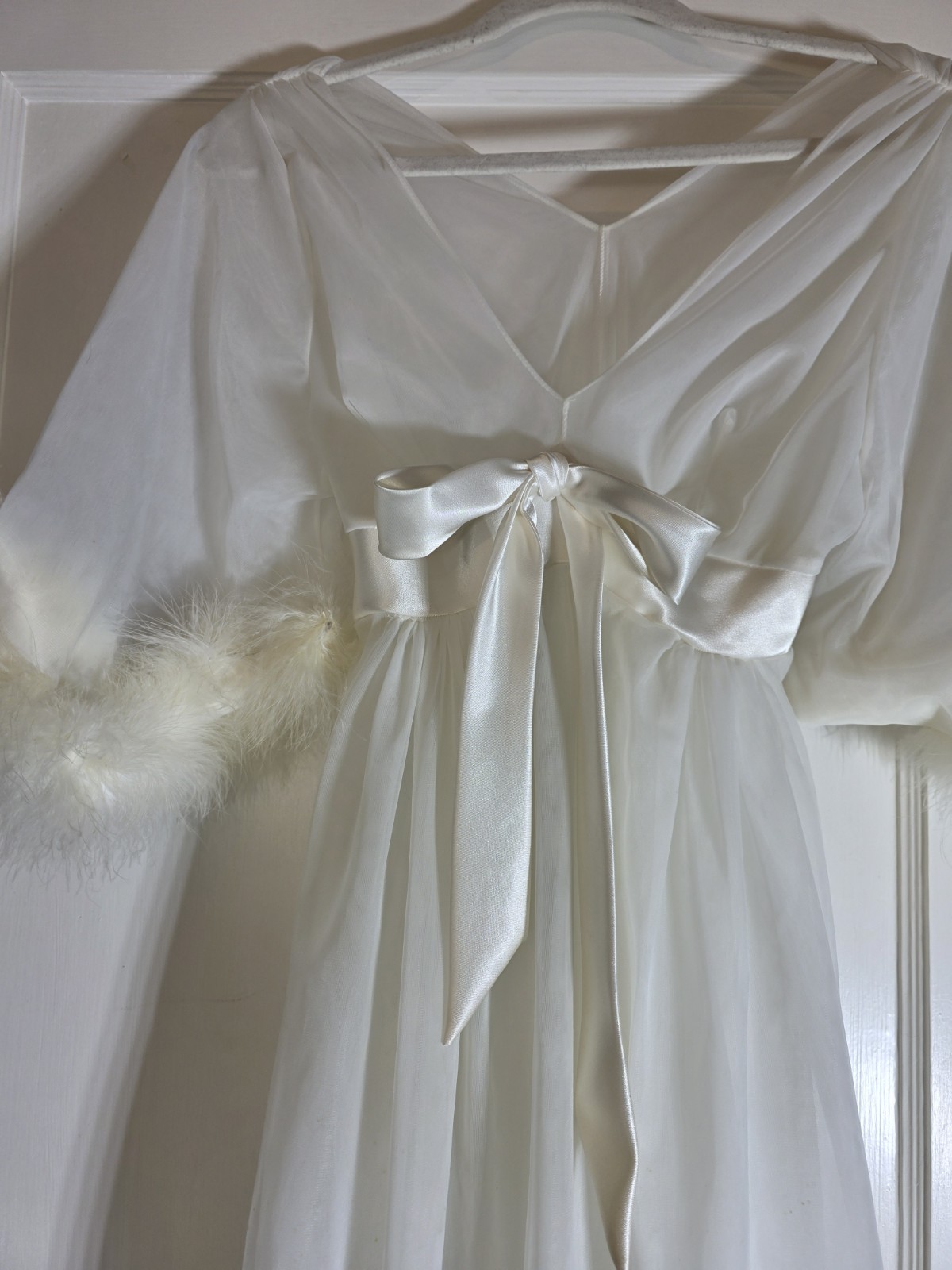 Beautiful Vtg Jenelle of California Double Nylon Nightgown Trimmed with Fur
