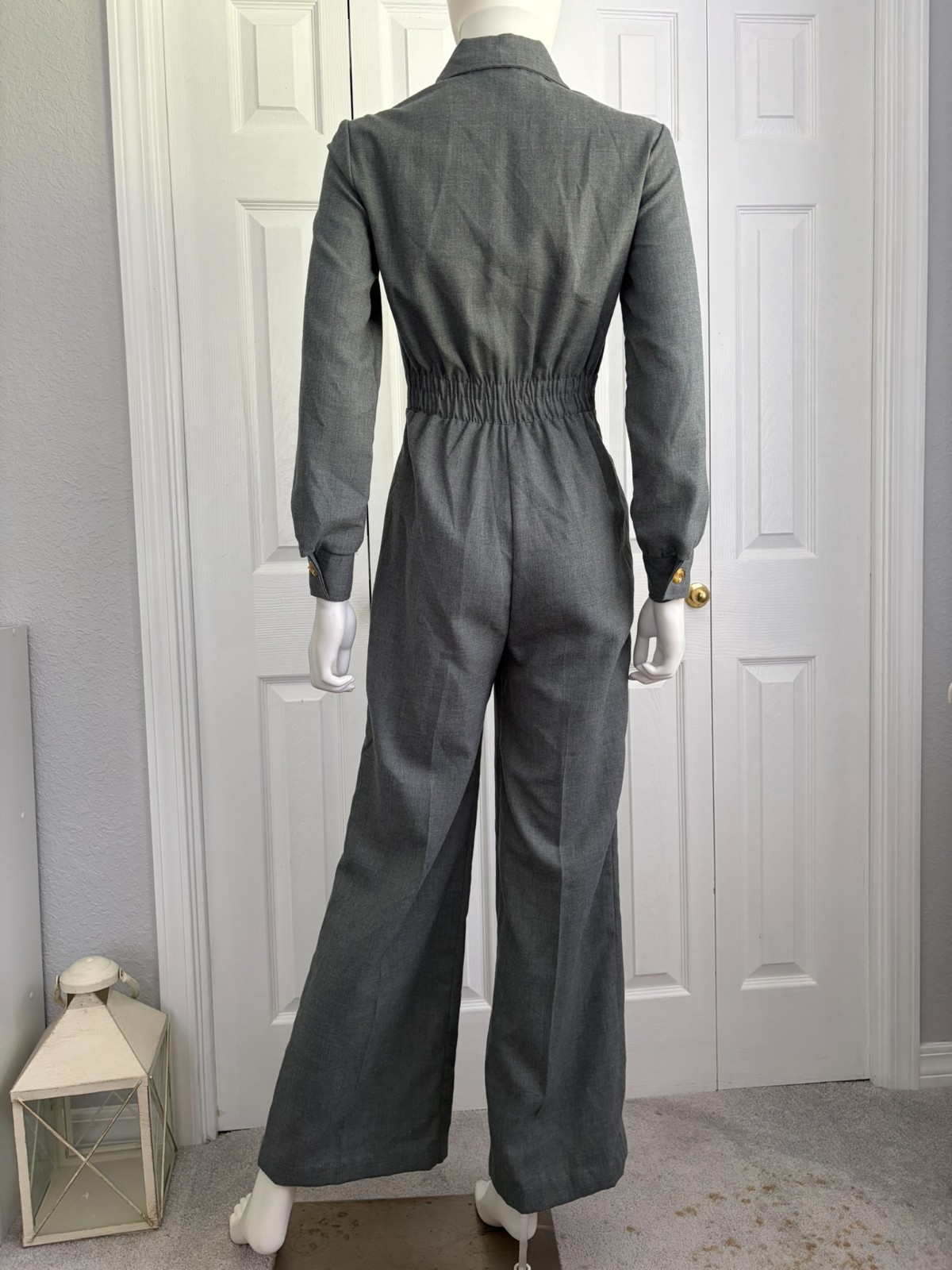Vintage 70’s Juniors Grey Pants Jumpsuit with zip closure size 9