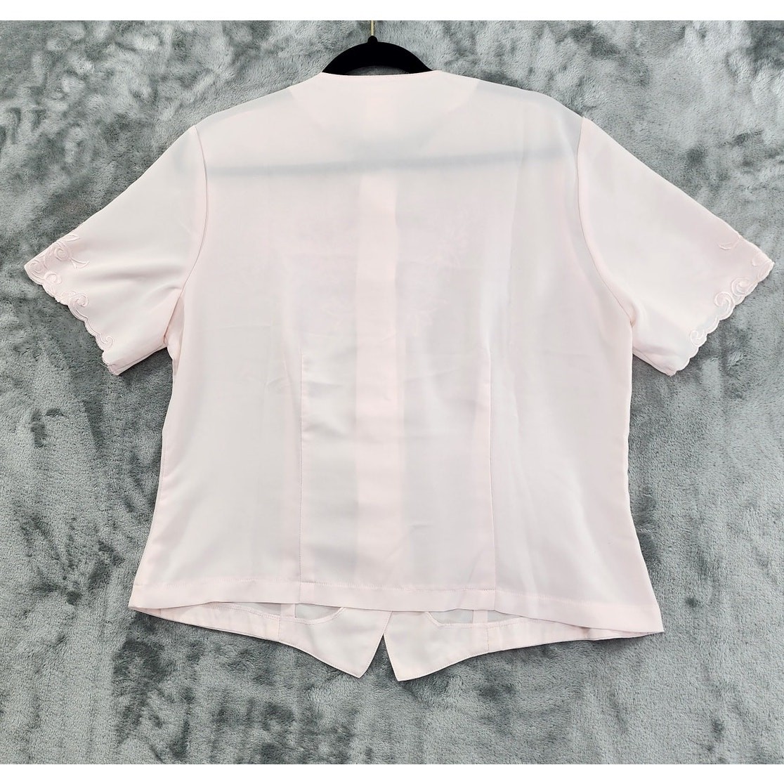 Vintage Christie & Jill Top Womens M/L Pink Pastel Embroidered Floral Button Up
