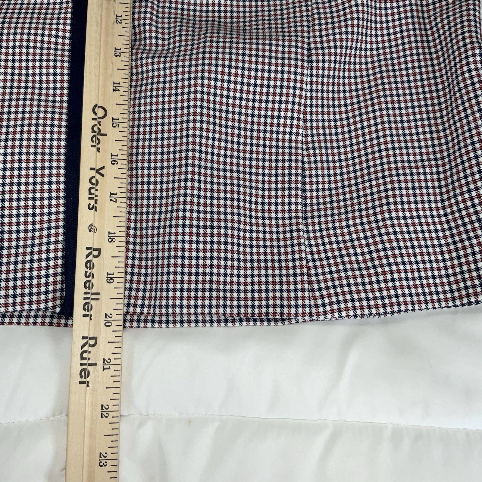Vintage 60s 70s Handmade Womens 3 Pc Skirt Suit Red White Blue Plaid Gingham Mod
