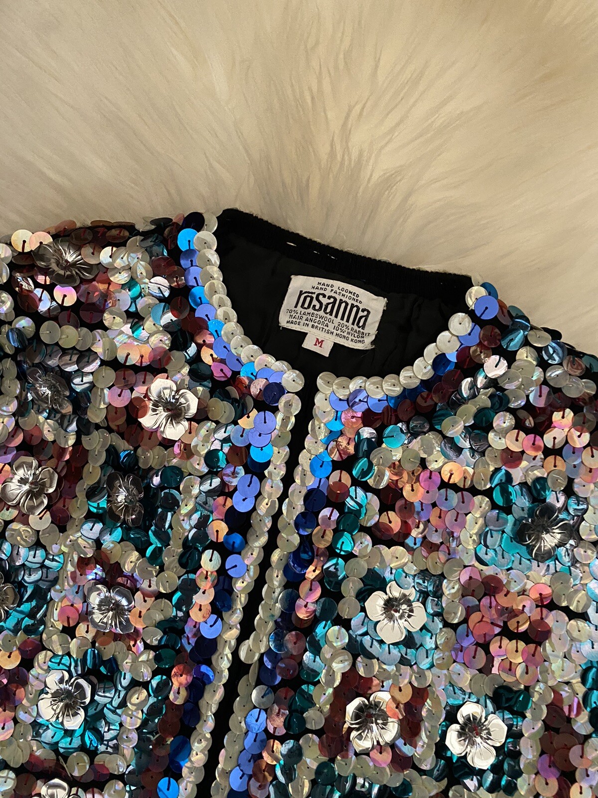 VTG Rosanna 1960s Post War Era Rock N Roll Handloomed Sequin Vest Top Paillette