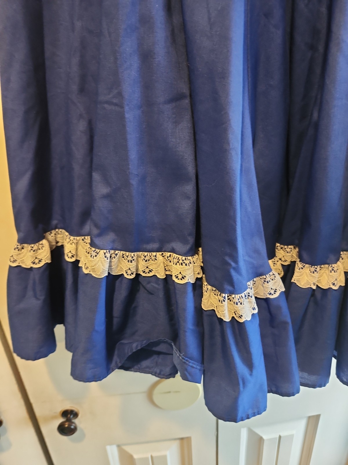 Partners Please! Malco Modes Square Dance Skirt XL & Blouse L Blue w White Lace