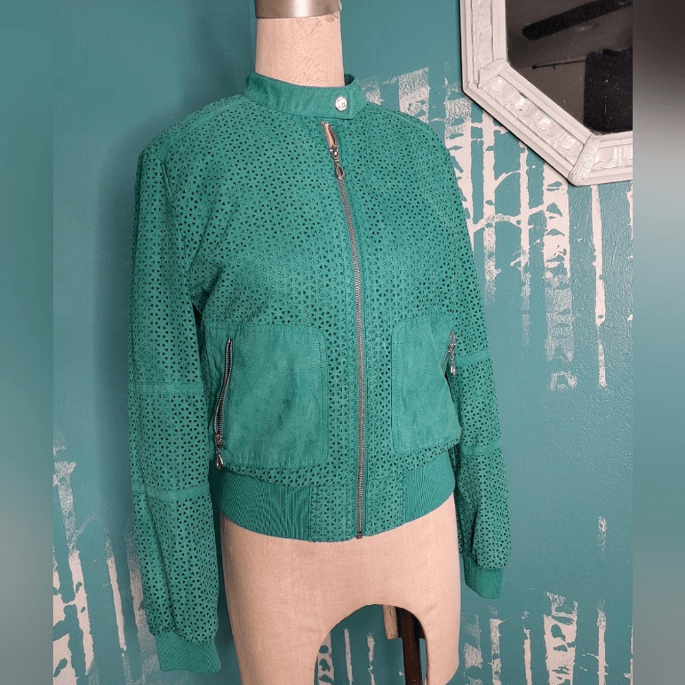 Kenneth Cole NY Cutout Green Bomber Jacket Size M