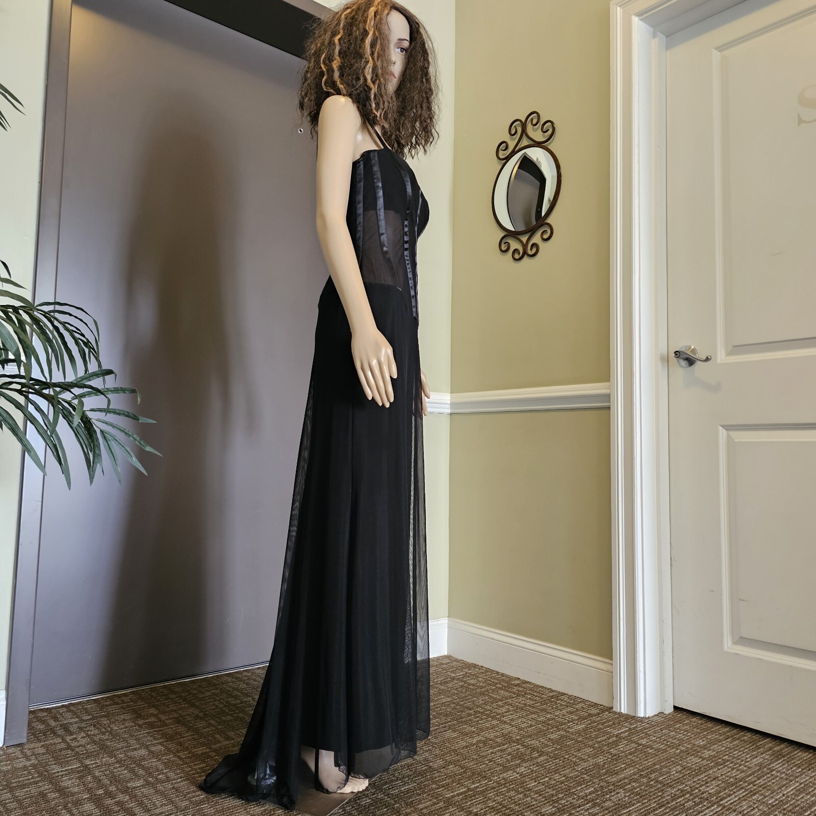 VICKY TIEL Couture Size 40 Vintage Black Bustier Bodice Corset DRESS