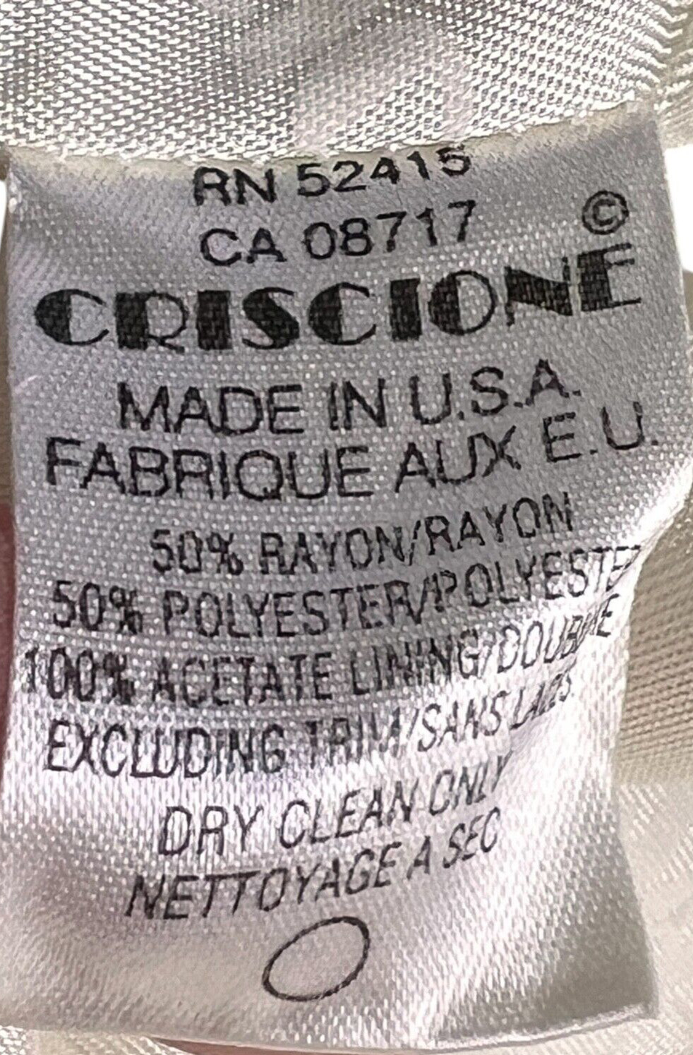 Vintage Criscione Women’s Blazer Two Buttons Closure Sz S Long Sleeve Pre-owned