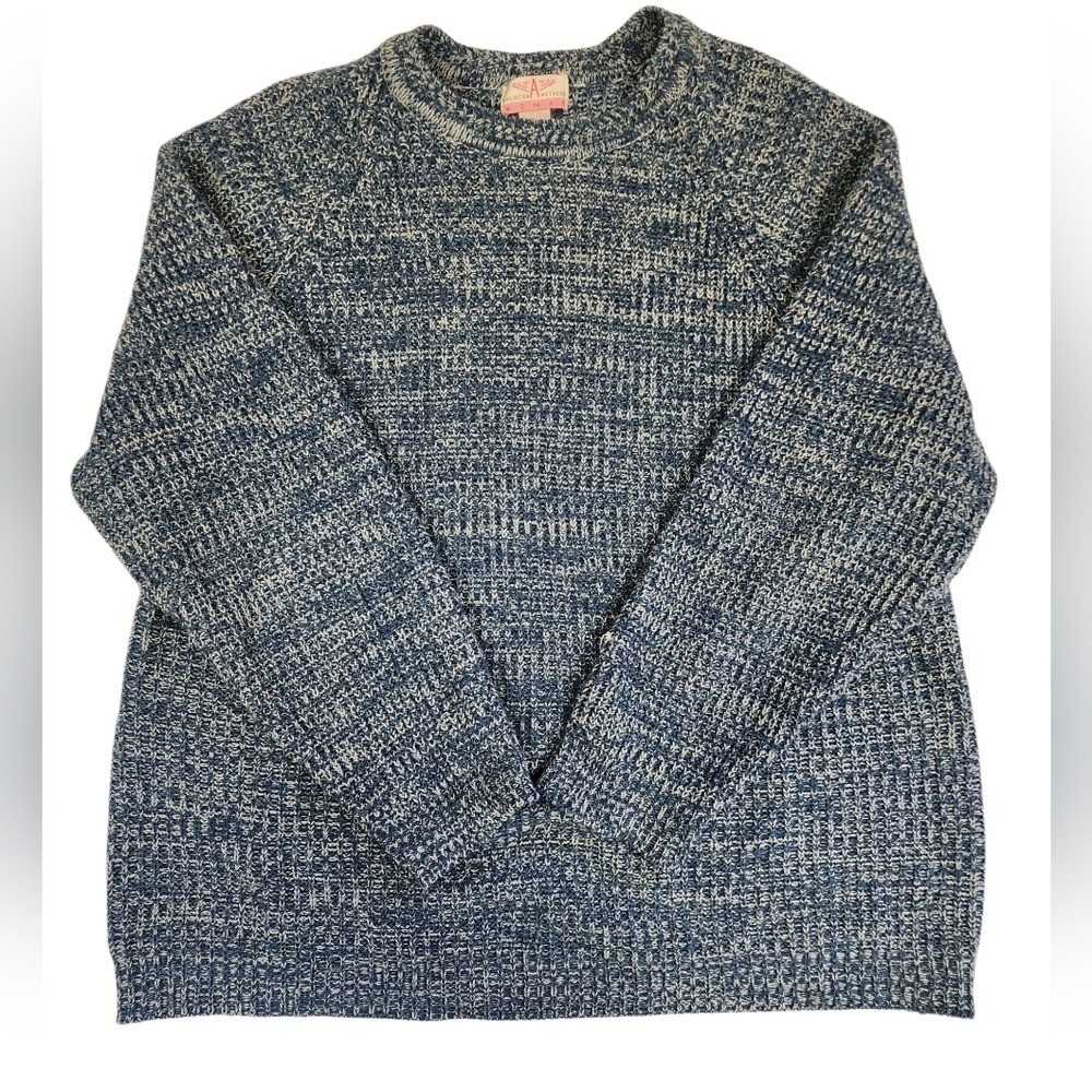 Vintage American Weekend Knit Sweater Womens 2XL Blue & White