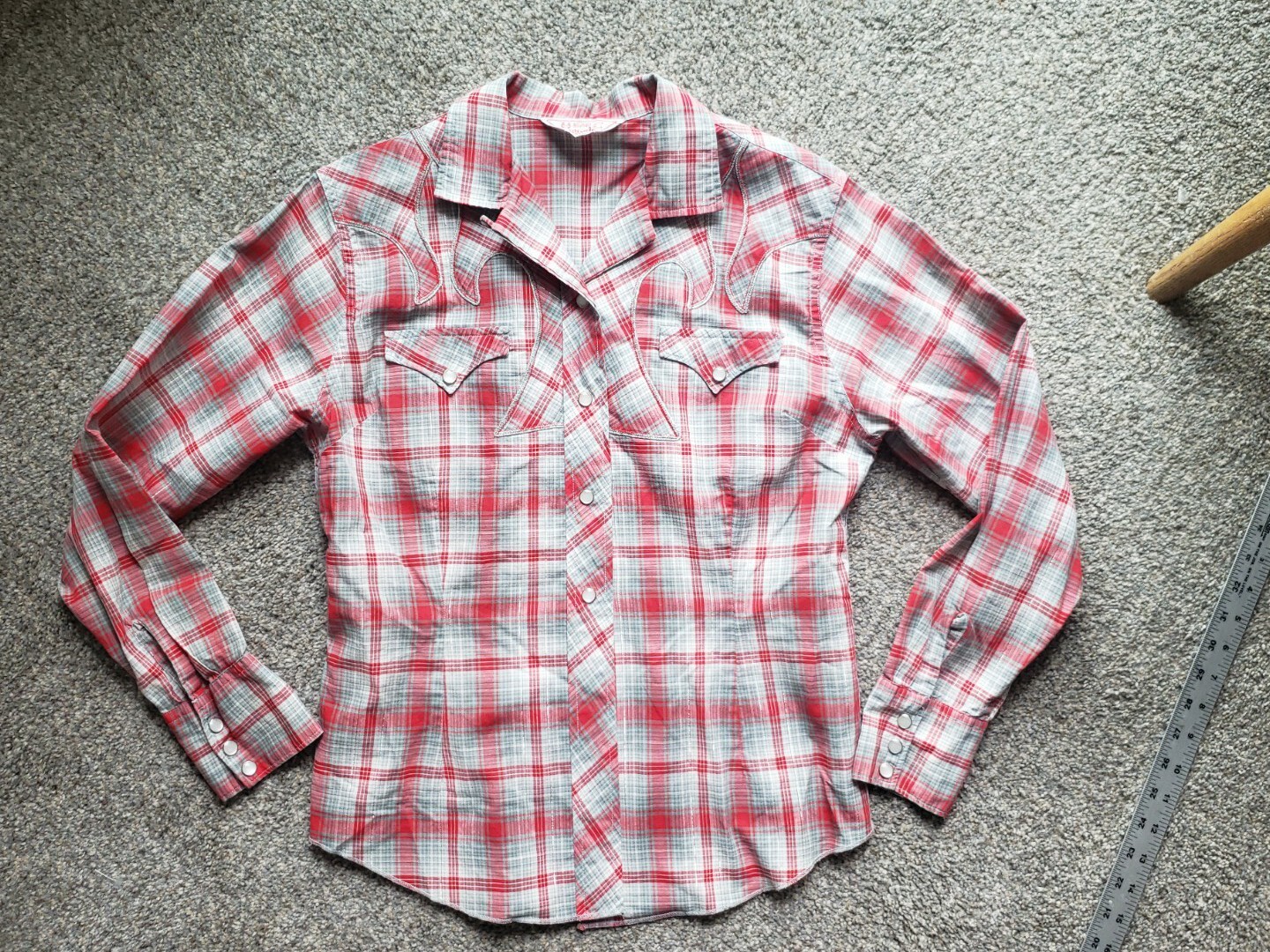 VTG H Bar C Womens Pearl Snap Western Shirt California Ranchwear 36 Silver