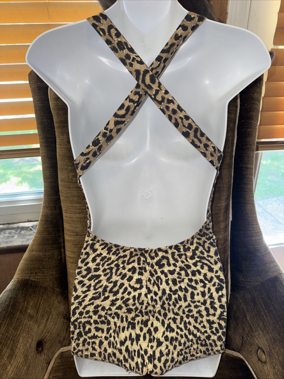 Cole of California Leopard Print Swimsuit Bathing Suit Booty Shorts Pin Up 2103