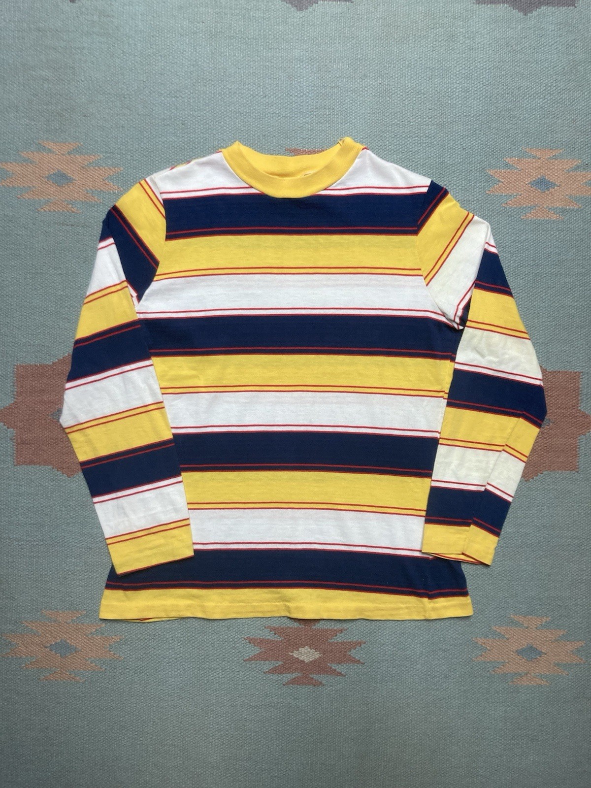 Vintage 50s long sleeve t shirt striped cotton soft multicolor JCPenney medium