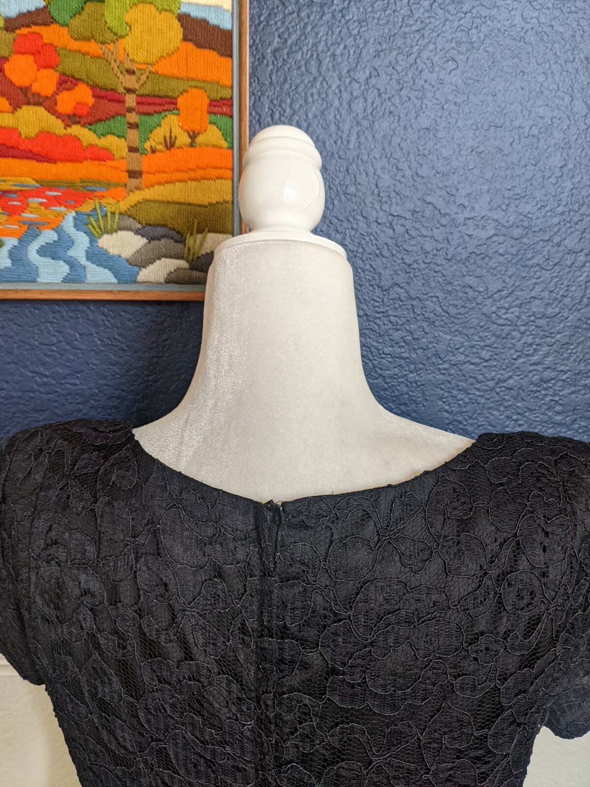 VTG Karen Lucas Collection Black Sheath Short Sleeve V-Neck Dress Sz 10 Medium M