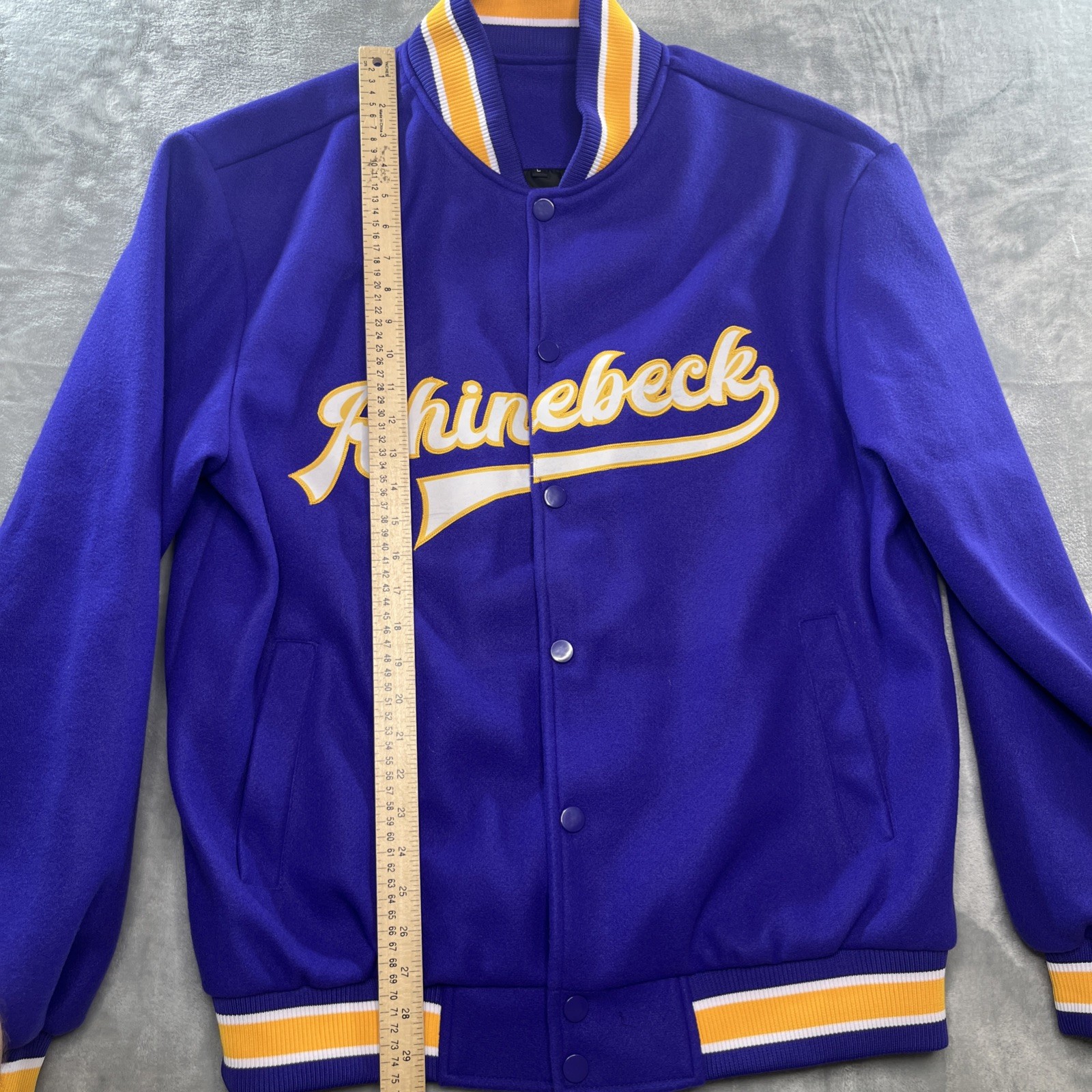 Rhinebeck NY High School Purple Yellow Letterman Stitched Button Jacket Large