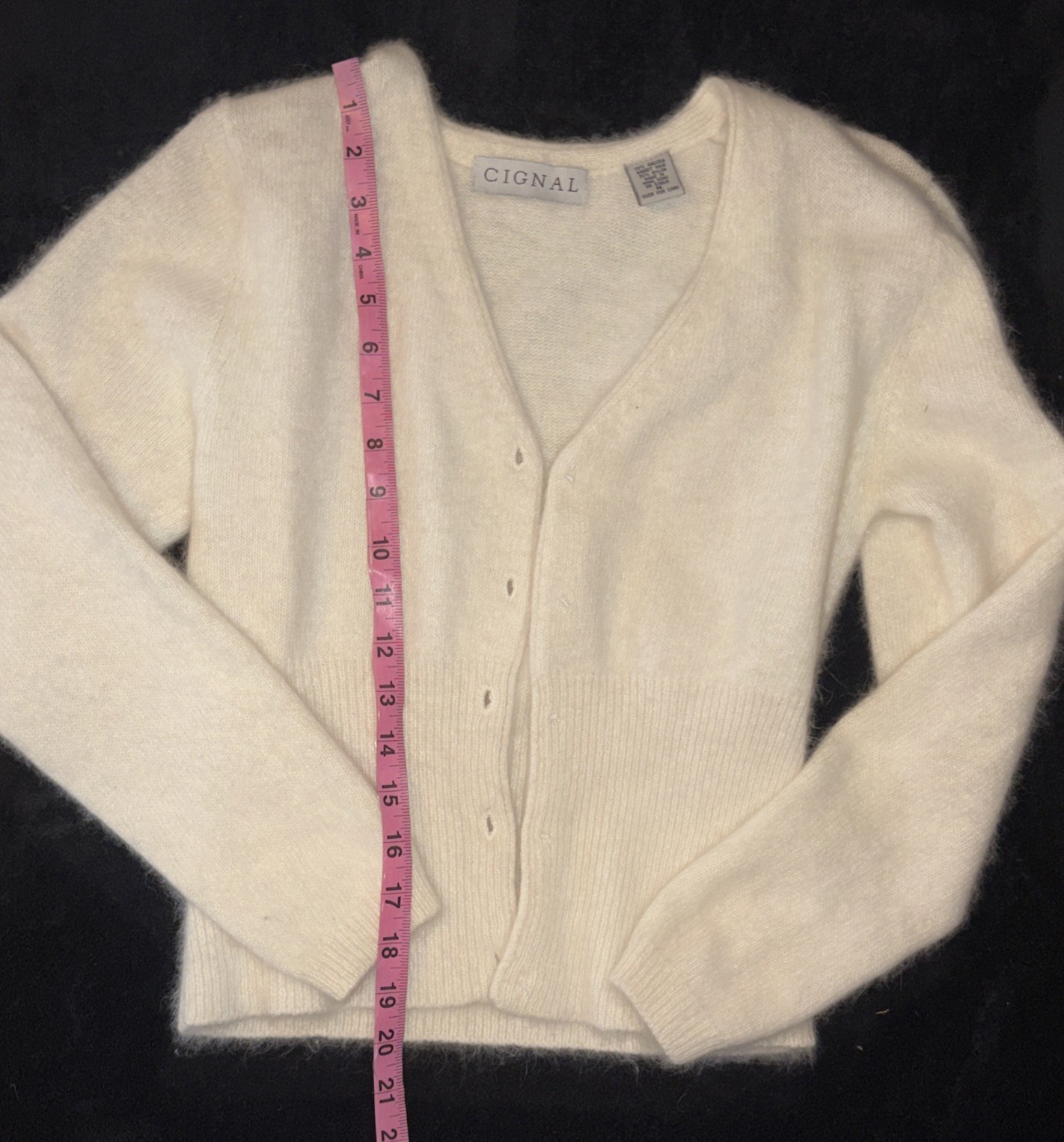 VTG 80s CIGNAL Angora Blend Cardigan & Top Set Made Hong Kong S/M Rabbit Hair