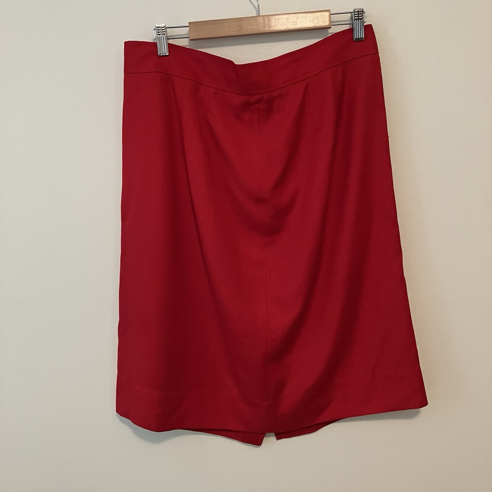 VTG Women’s Red Linen Blend Skirt Sz. 18 Aline Button Front Lined Midi Preppy