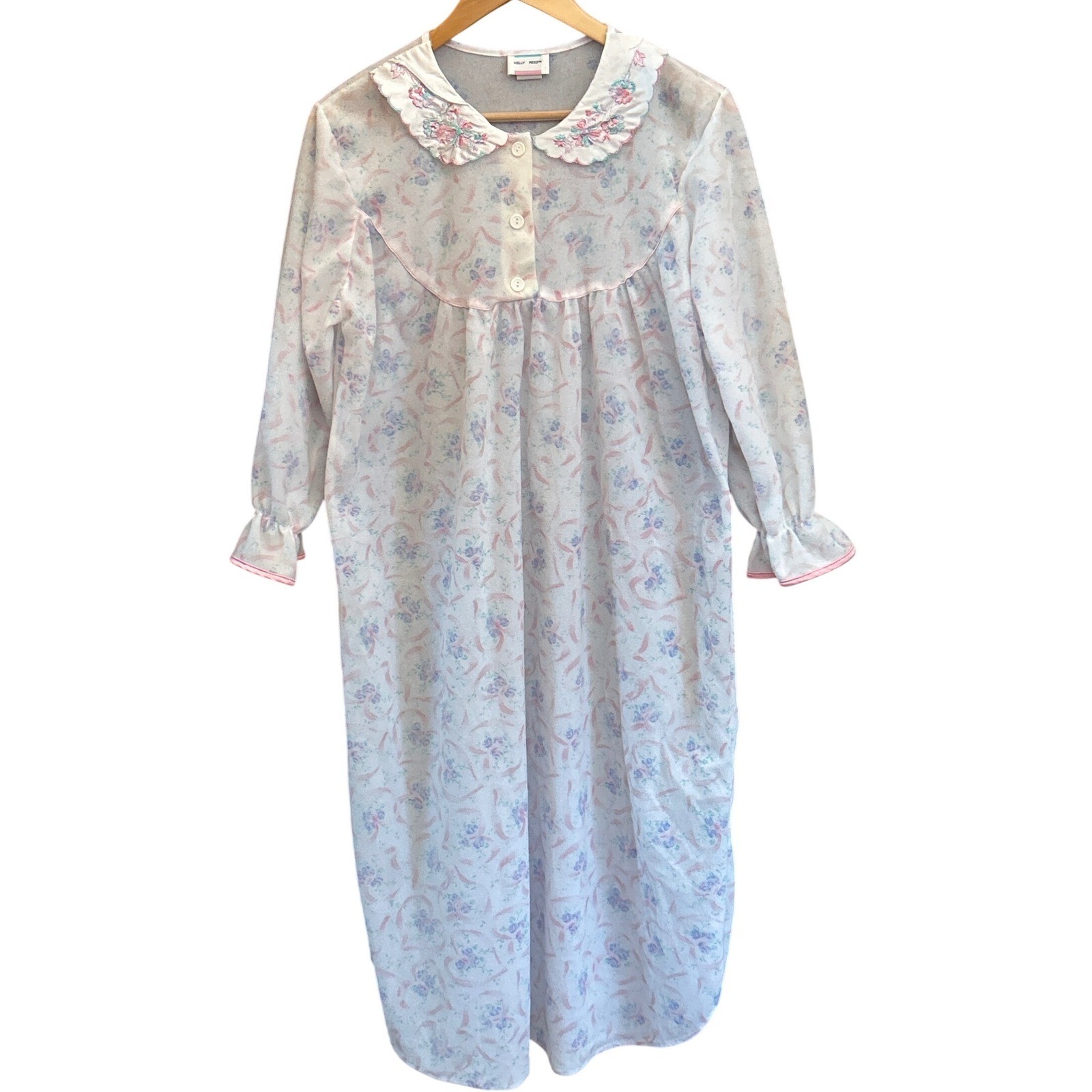 Vintage Kelly Reed Nightgown Cottagecore Grandmacore Floral Embroidered Collar M