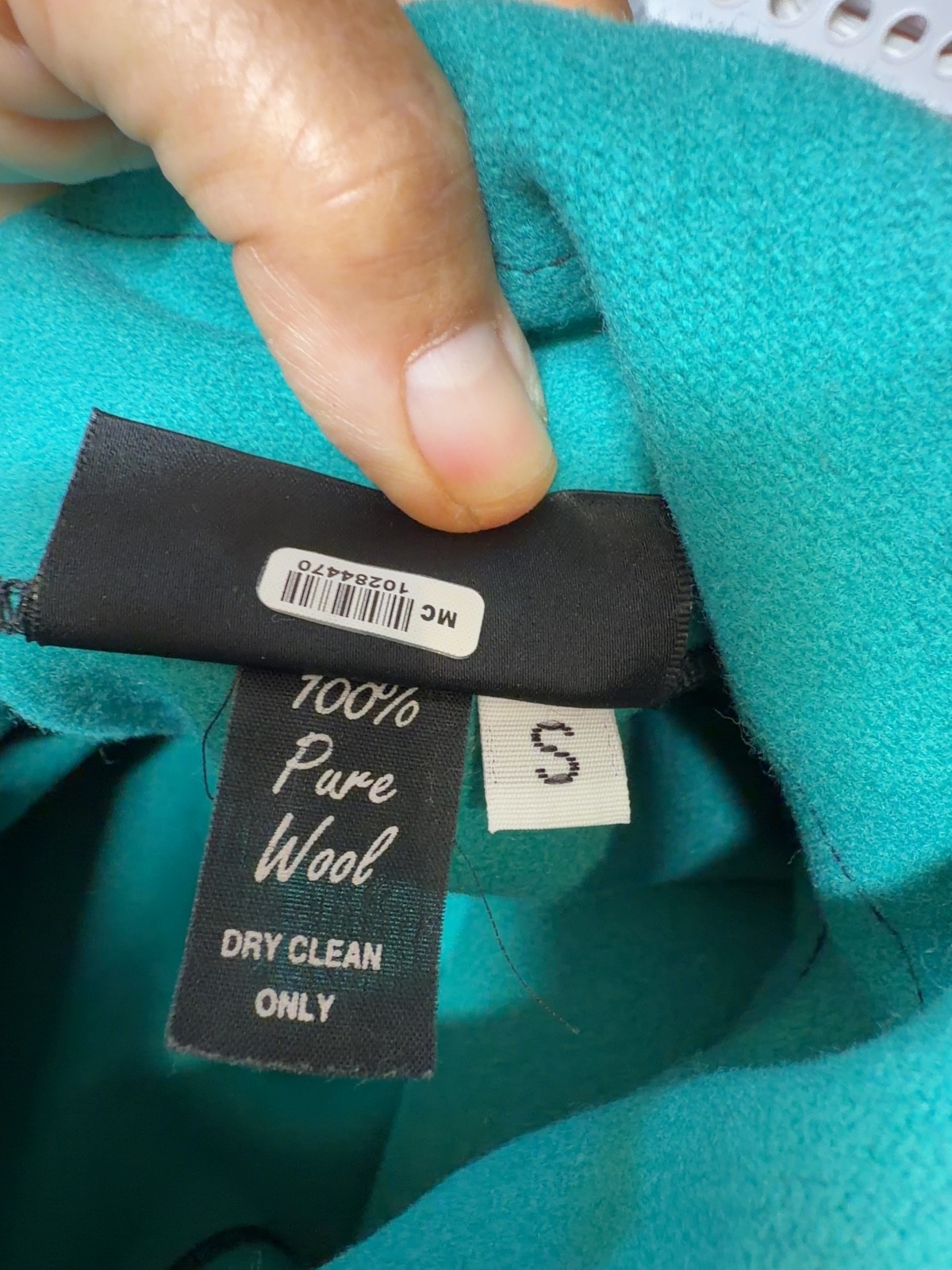 BEPPA Teal Wool Coat Jacket Swing Vintage Contrast Piping Sz S CMF