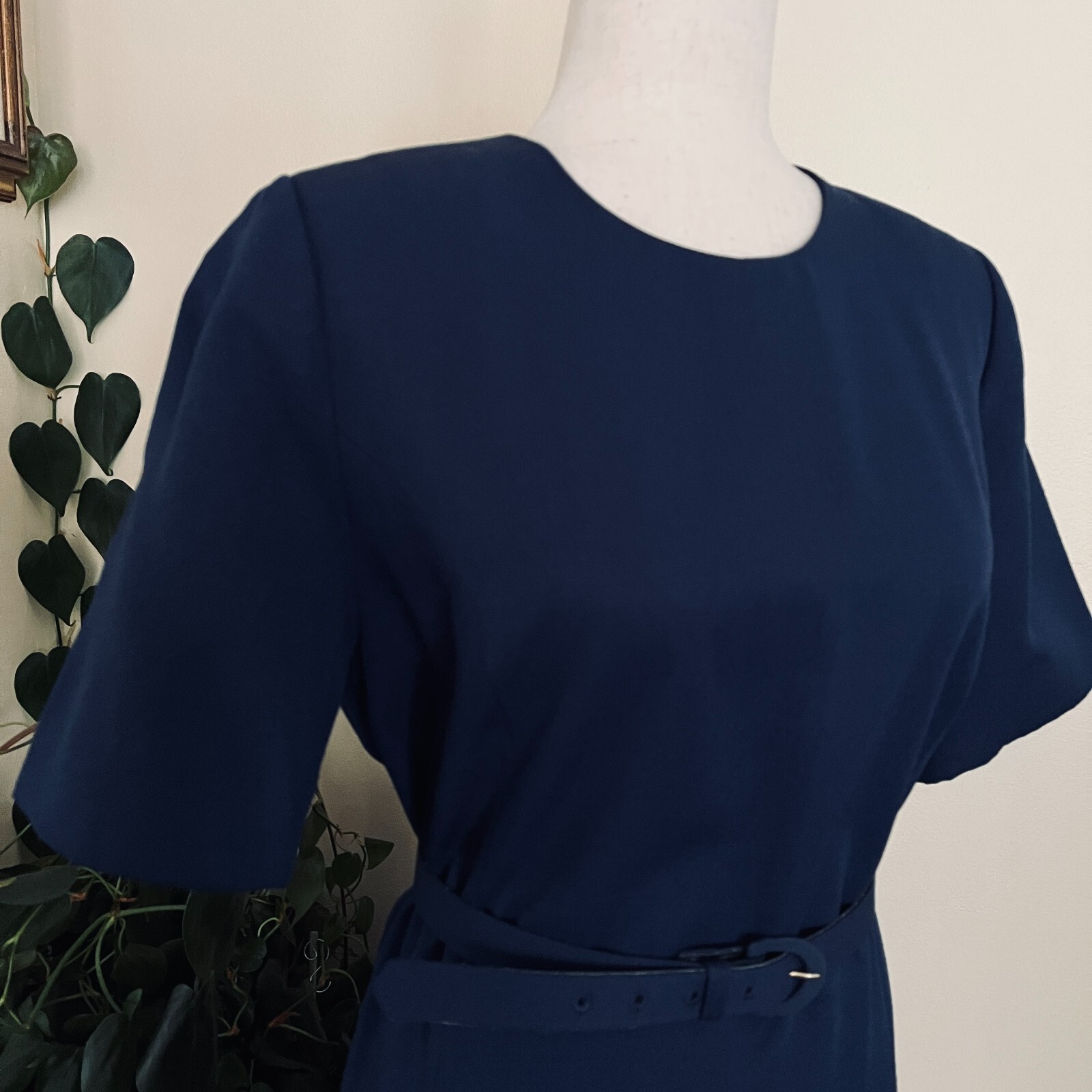 Diane Roberts Vintage Navy Blue Nautical Dress sz 14H Gold Star Buttons 3 piece