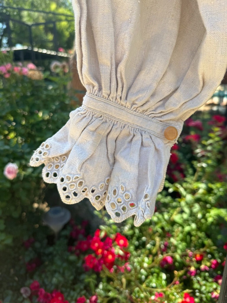 Beautiful Heavy Homespun Linen Czechoslovakian 19thc Antique Blouse