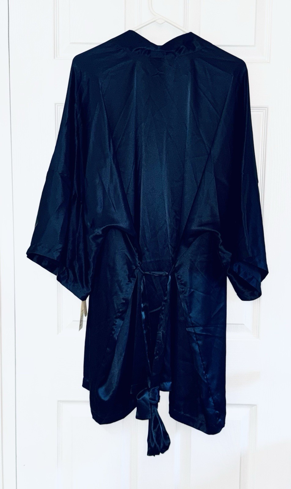 VTG 1989 Calvin Klein Satin Peignoir Set NWT Navy Robe/Nightgown OS/L Deadstock