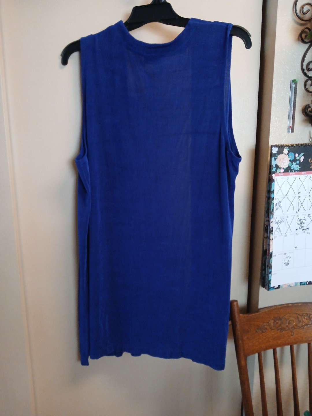 KLG & Co. Women’s Vintage Blue Acetate Lycra Long Vest Sz 1X Rhinestone Decor