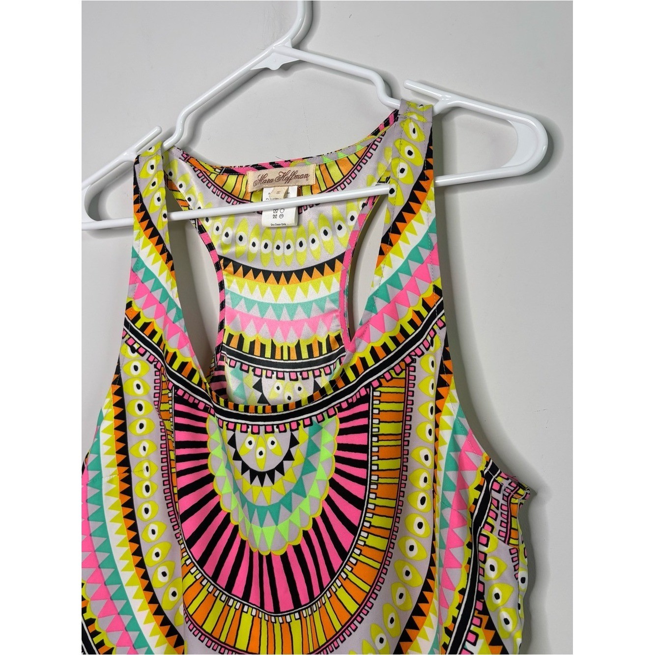 Mara Hoffman Vintage Neon Geometric Tank Top Small Bohemian Festival Coachella
